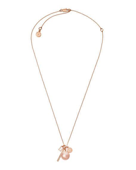 michael kors modern classic mixed charm necklace rose golden women's|Michael Kors rose gold aviators.